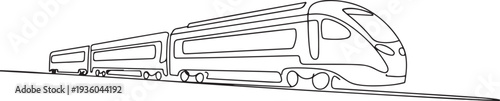 Train in single outline illustration. Continuous line art drawing of rail transportation. one line art icon drawing vector