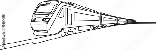 Train in single outline illustration. Continuous line art drawing of rail transportation. one line art icon drawing vector