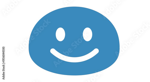 Blue Smiling Face Icon.