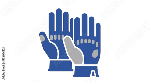 Blue Work Gloves Illustration.