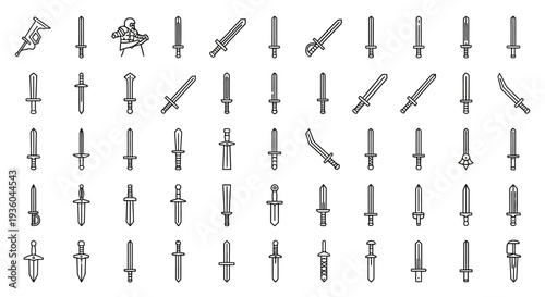 Collection of Diverse Sword Icons and Illustrations