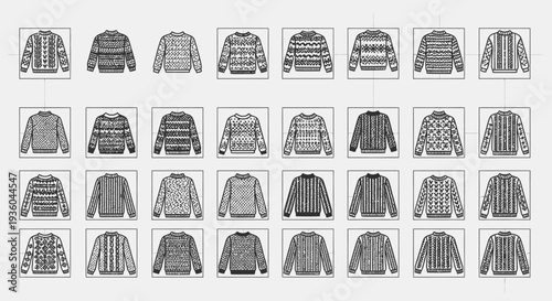 Collection of Festive Ugly Christmas Sweaters - Vector Illustrations