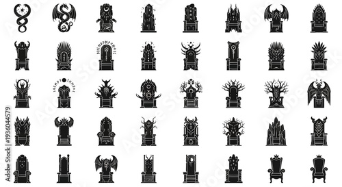 Collection of Fantasy Throne Silhouettes - Symbol of Power and Authority