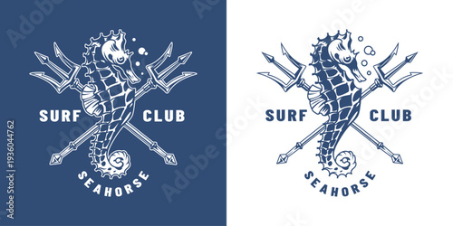 Seahorse surf club logo design
