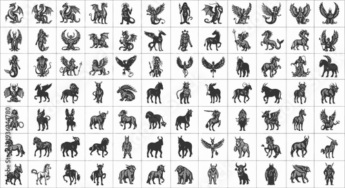 Collection of Mythical Creatures, Fantasy Beasts, and Legendary Monsters