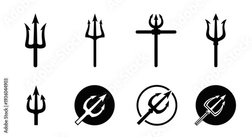 Collection of Trident Icons and Symbols - Ancient Weapon, Power, and Mythology