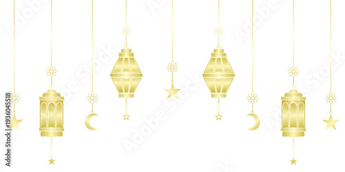 golden islamic lantern ramadan kareem background. Vector eps