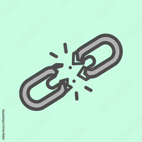 Broken Chain Link Illustration Design Element.