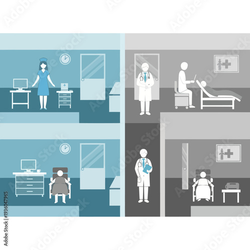 Medical Professionals and Patients in Hospital.