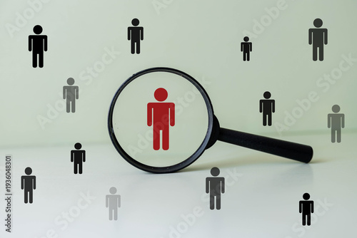 prospecting concept, HRM or Human Resource Management. Selection boss