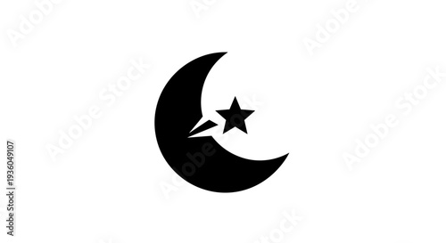 Crescent Moon with Star Symbol Illustration 14.