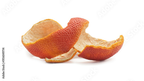 Orange peels on white background citrus fruit