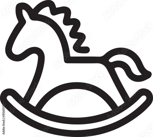 Abstract children's toy Rocking Horse, one line art icon drawing vector