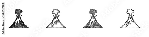 Sketch volcano icon design set
