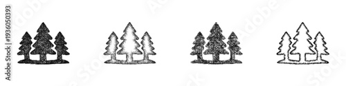 Sketch forest icon design set
