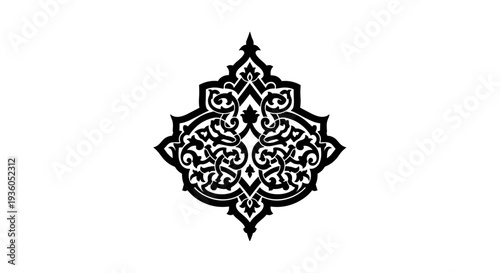 Intricate Black Floral Ornament Design Element 2.