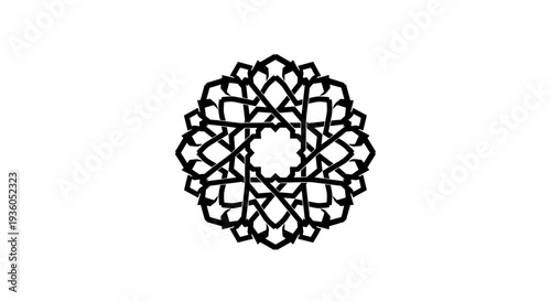 Intricate Black Geometric Mandala Design Element 3.