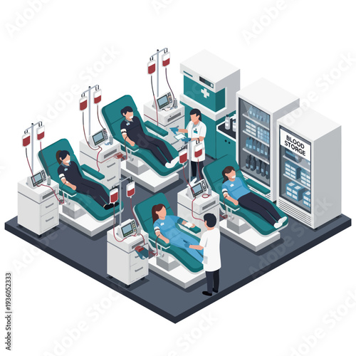 Medical Clinic with Patients and Doctors.