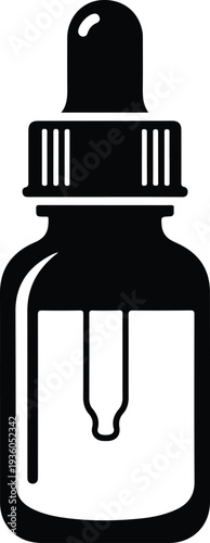 Silhouette black medical cosmetic serum dropper bottle icon vector illustration