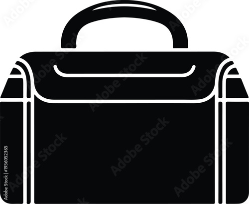 Silhouette classic business briefcase office bag professional accessory vector illustration