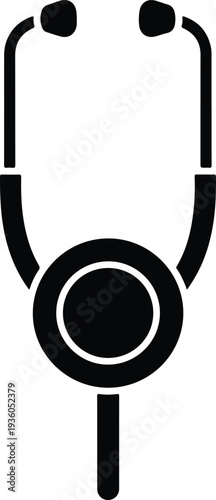 Silhouette classic medical stethoscope professional instrument for healthcare examination vector illustration