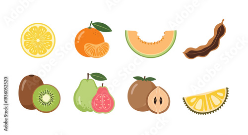 Assorted colorful fruits isolated on white