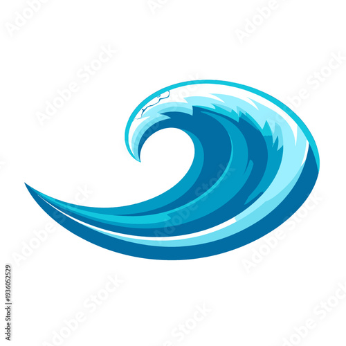 Stylized Blue Ocean Wave Pixel Art on White Background Isolated, Graphic Design, Vector Illustration, Coastal Motif, Marine Theme, Simple and Clean