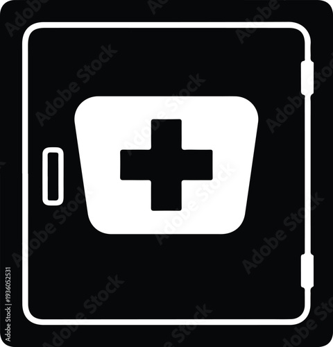 Silhouette first aid kit icon for medical emergency vector illustration