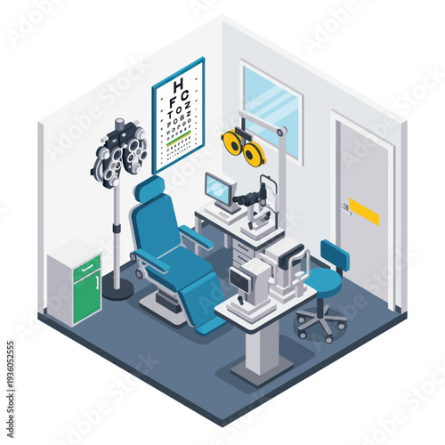 Optometrist Office with Examination Equipment.