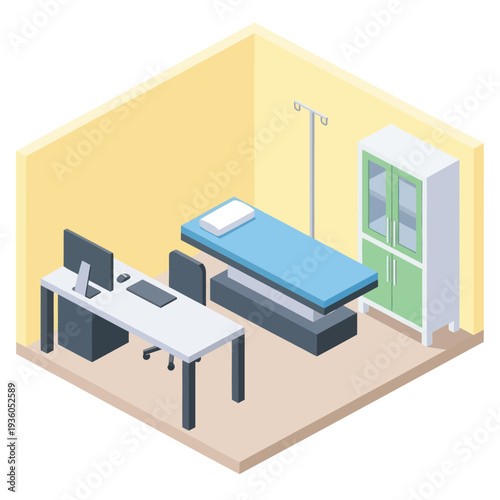 Medical Office Room with Examination Table.