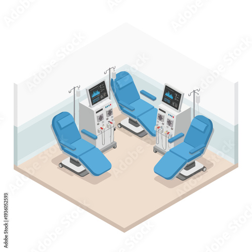 Dental Clinic Chairs and Equipment Illustration.