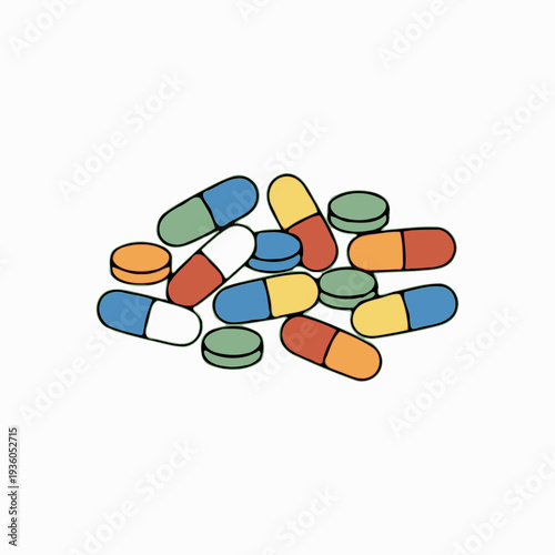 pills on white background
