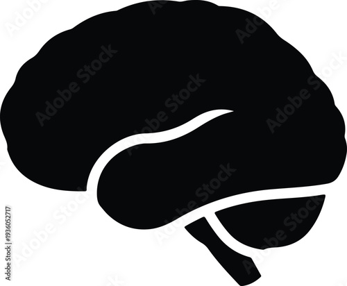 Silhouette human brain profile for medical science and anatomy vector illustration