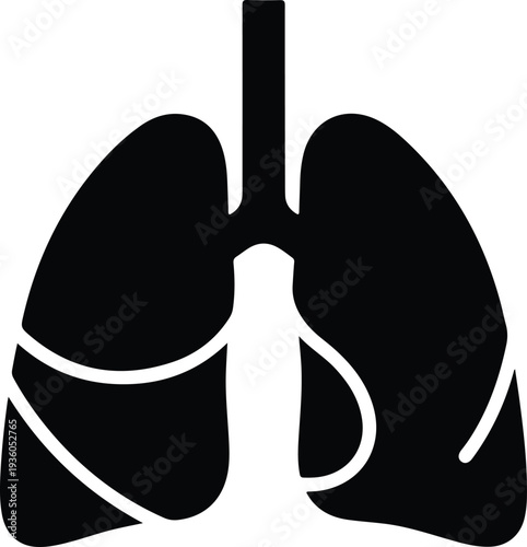 Silhouette human lungs anatomy respiratory system organ vector illustration
