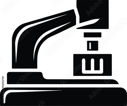 Silhouette industrial heavy duty punch press machine equipment vector illustration