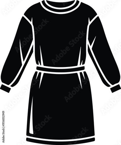 Silhouette long sleeve dress garment for casual fashion apparel vector illustration