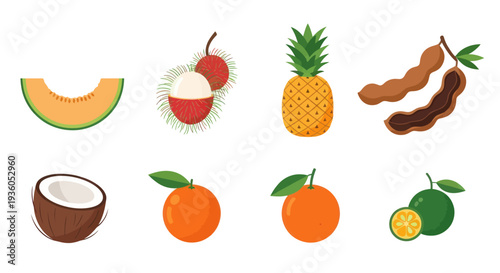 Assortment of colorful tropical fruits