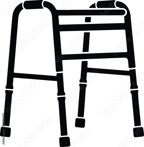 Silhouette Medical Walker Aid Device for Elderly Assistance vector illustration
