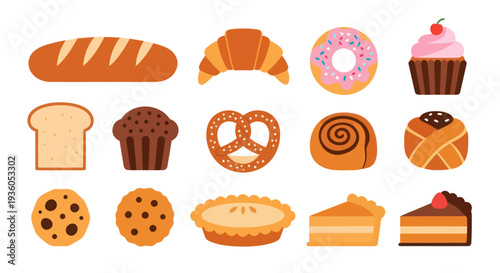 Bakery goods assortment bread pastries and treats