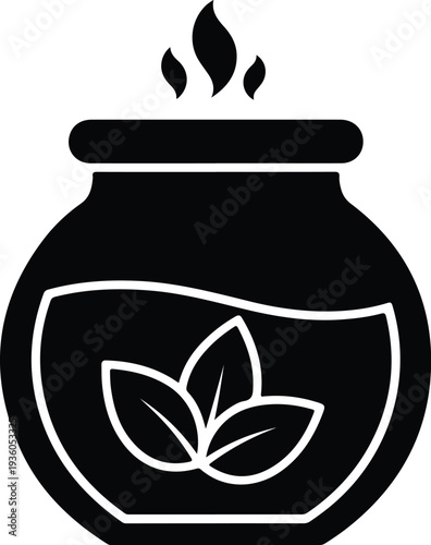 Silhouette of a hot herbal tea jar with steam vector illustration