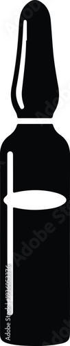 Silhouette of a medical ampoule containing liquid medicine for injection vector illustration