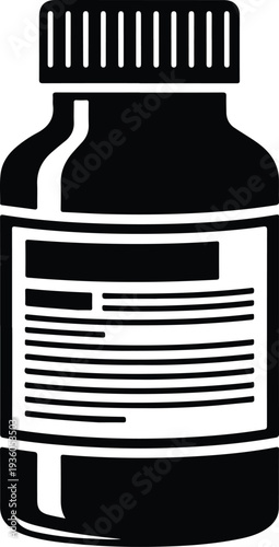 Silhouette of a medicine bottle for pills or supplements vector illustration