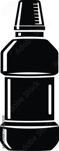 Silhouette of a modern plastic mouthwash bottle with a measuring cap vector illustration