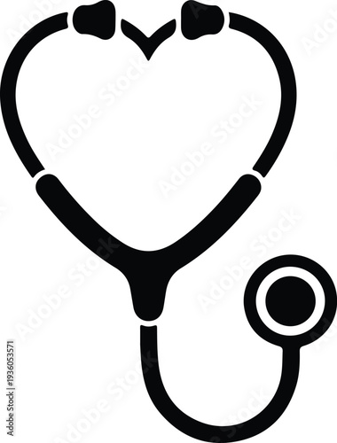Silhouette of a stethoscope shaped like a heart vector illustration