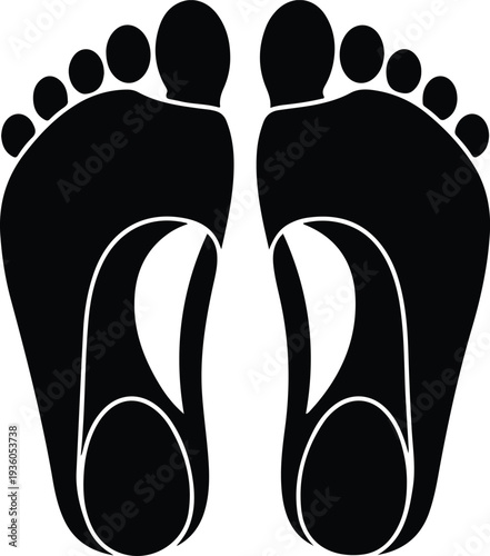 Silhouette pair of human footprints isolated on white background vector illustration