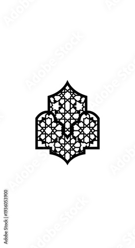 Intricate Black Geometric Pattern Design Element 7.