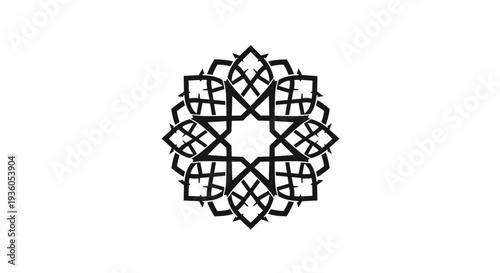 Intricate Black Geometric Pattern Design Element 6.
