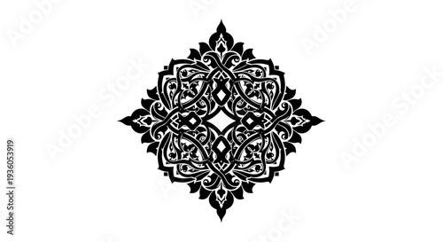 Intricate Black Mandala Design Element.