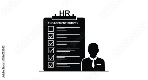 Businessman employee engagement survey form HR human resources office workplace concept vector illustration