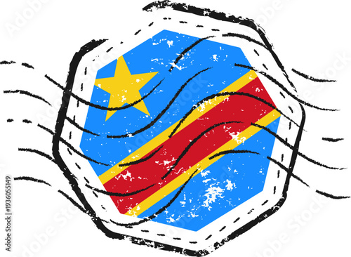 DR Congo Flag Grunge Stamp